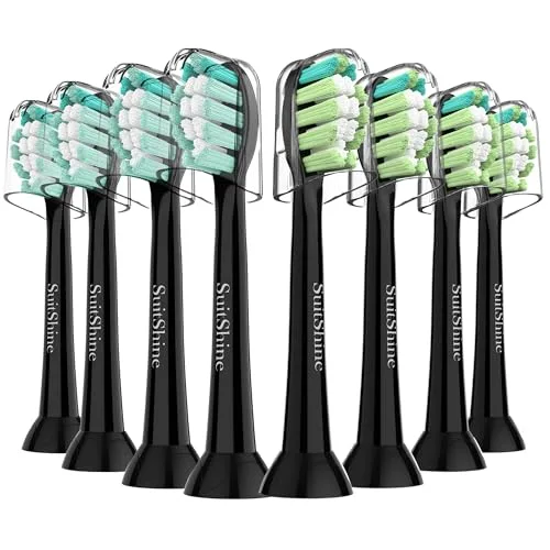 SuitShine Replacement Toothbrush Heads — 8-Pack Black